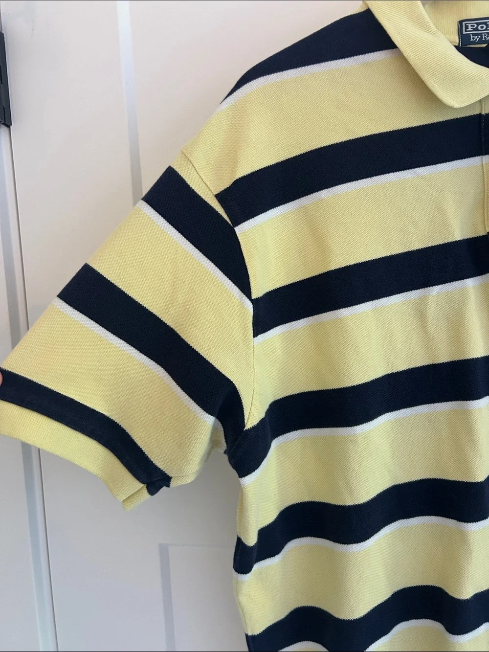 Polo Ralph Lauren Men’s XL Yellow Navy Striped Polo Shirt Pink Pony
